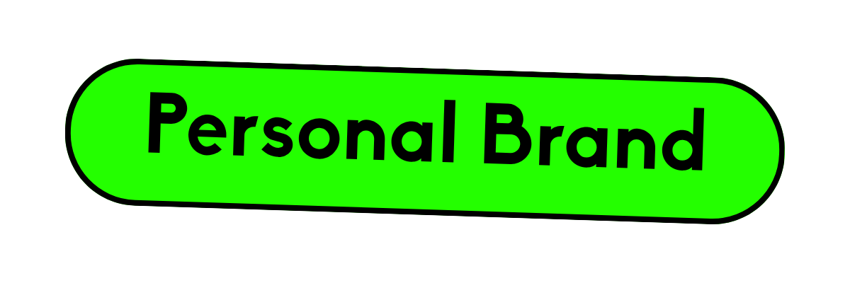 Bright green oval badge with black text that reads "Personal Brand".