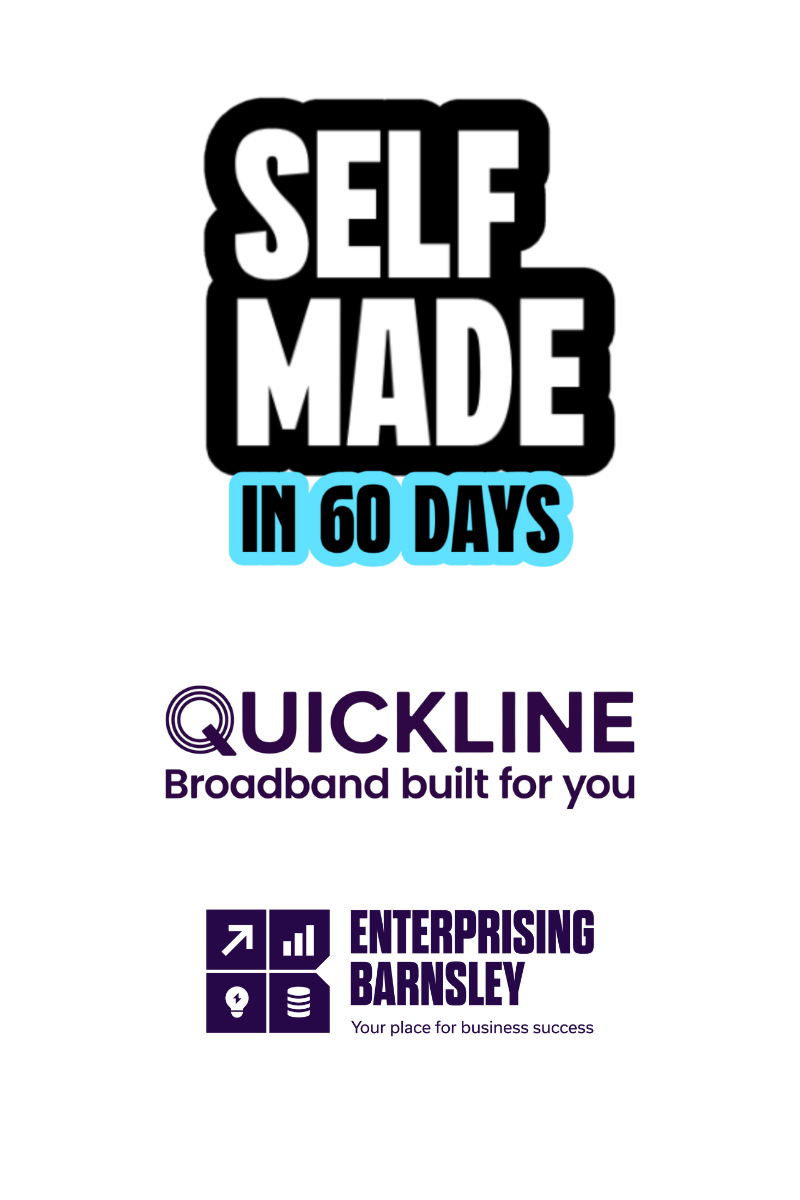 Image advertising a self-made broadband service called Quickline, built in 60 days, with branding for Enterprising Barnsley.