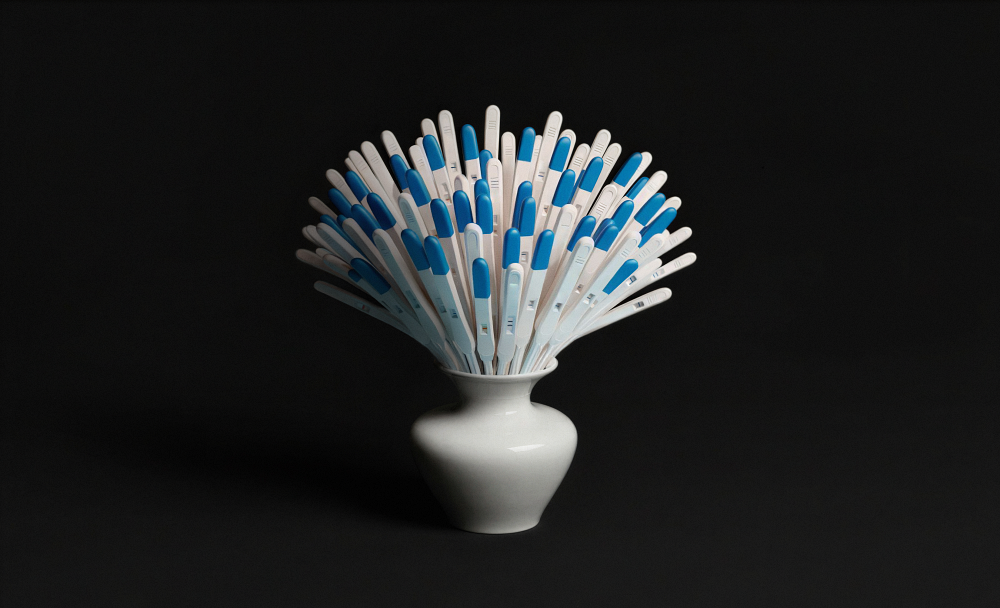 An artwork by Bedra Šahbaz, titled “Memento Flowers” at the “For Me, Being A Woman” exhibition at the Grounds Gallery