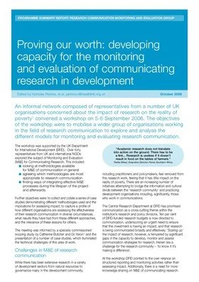 Publication: M&E Capacity in Research Communication