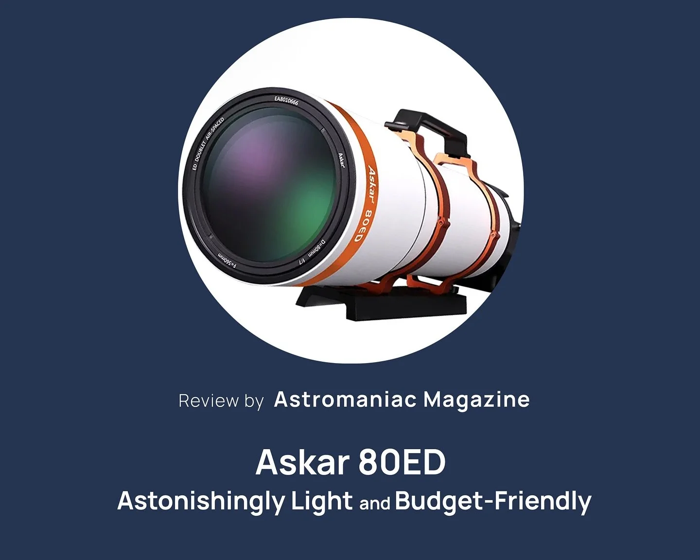 Read our new review of the Askar 80ED Doublet Telescope by @sharpstaroptics 🔭 Link in bio 🔗 
With their latest model of refractor telescope, Askar 80ED, SharpStar have targeted a specific group of astrophotographers and astronomers which can place
