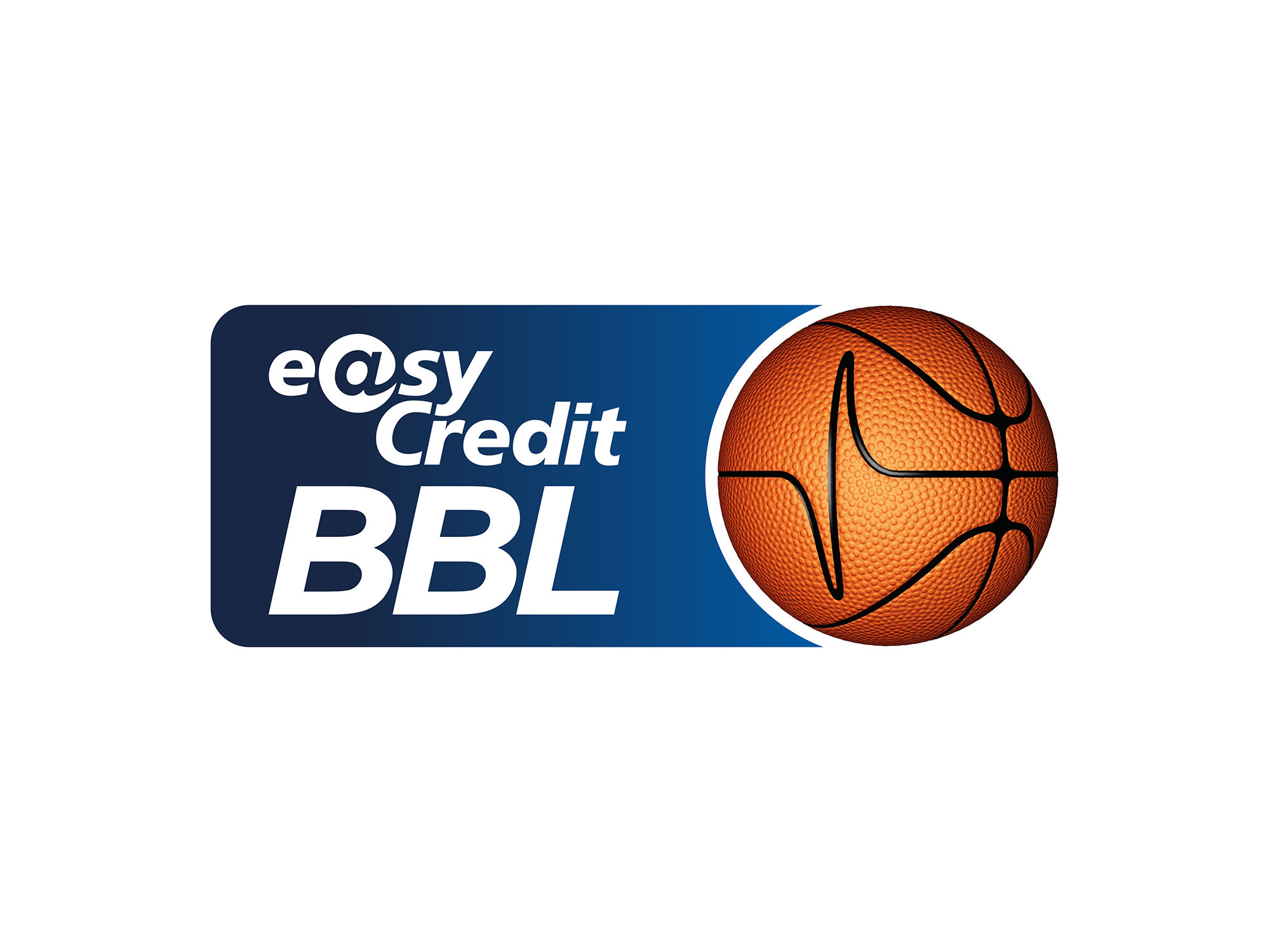 BBL-Logo mit Basketball und Schriftzug "easyCredit BBL" auf blauem Hintergrund.