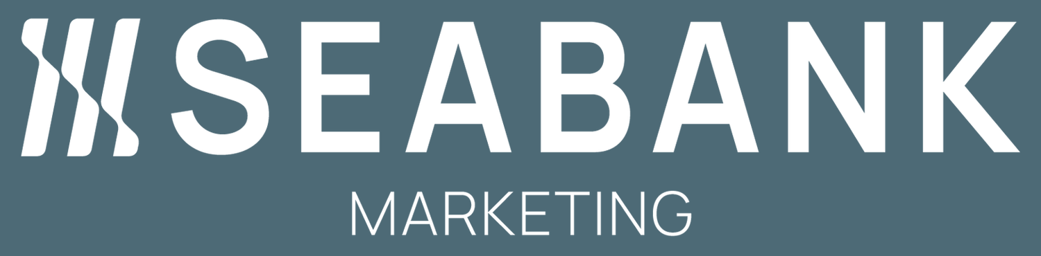 Seabank Marketing logo with stylized waves and text