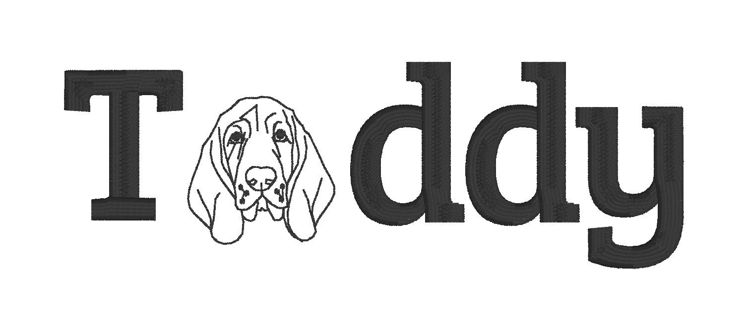 C012 — Dog-as-Letter Name Layout
Use a dog face in place of one letter in a name for a clever personalized pet design.
Make it yours: Choose the name, dog-face placement, compatible breed motif, and colors.
Motif reference: D0080