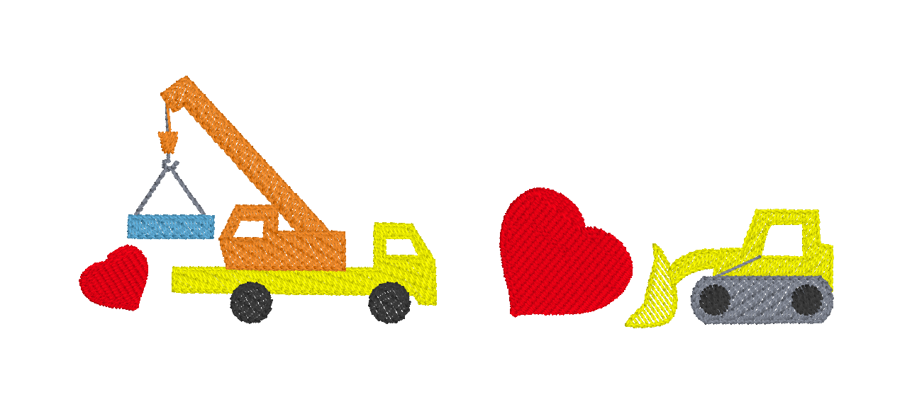 C019 — Construction Love Combine construction vehicles and bold hearts into a playful Valentine layout. Make it yours: Choose the vehicle arrangement, heart placement, colors, and scale.