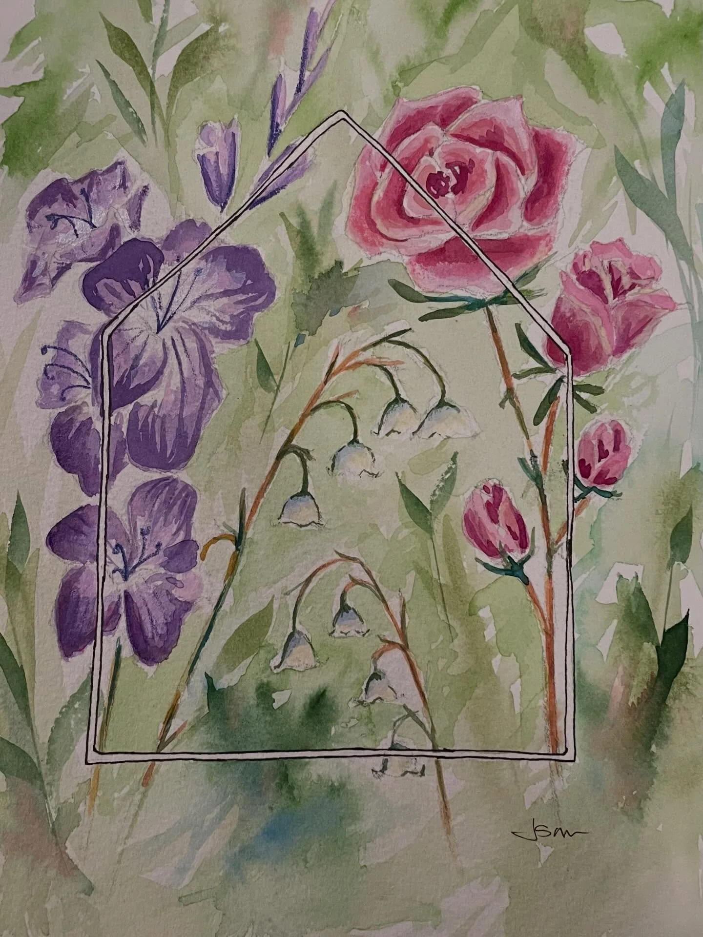 A recent commission went to its new home yesterday, the only parameters being to incorporate the family&rsquo;s 3 birth flowers: rose, gladiolus and lily of the valley.
🎨
#watercolor #watercolorflowers #birthflowers #nhartist #watercolorpainting