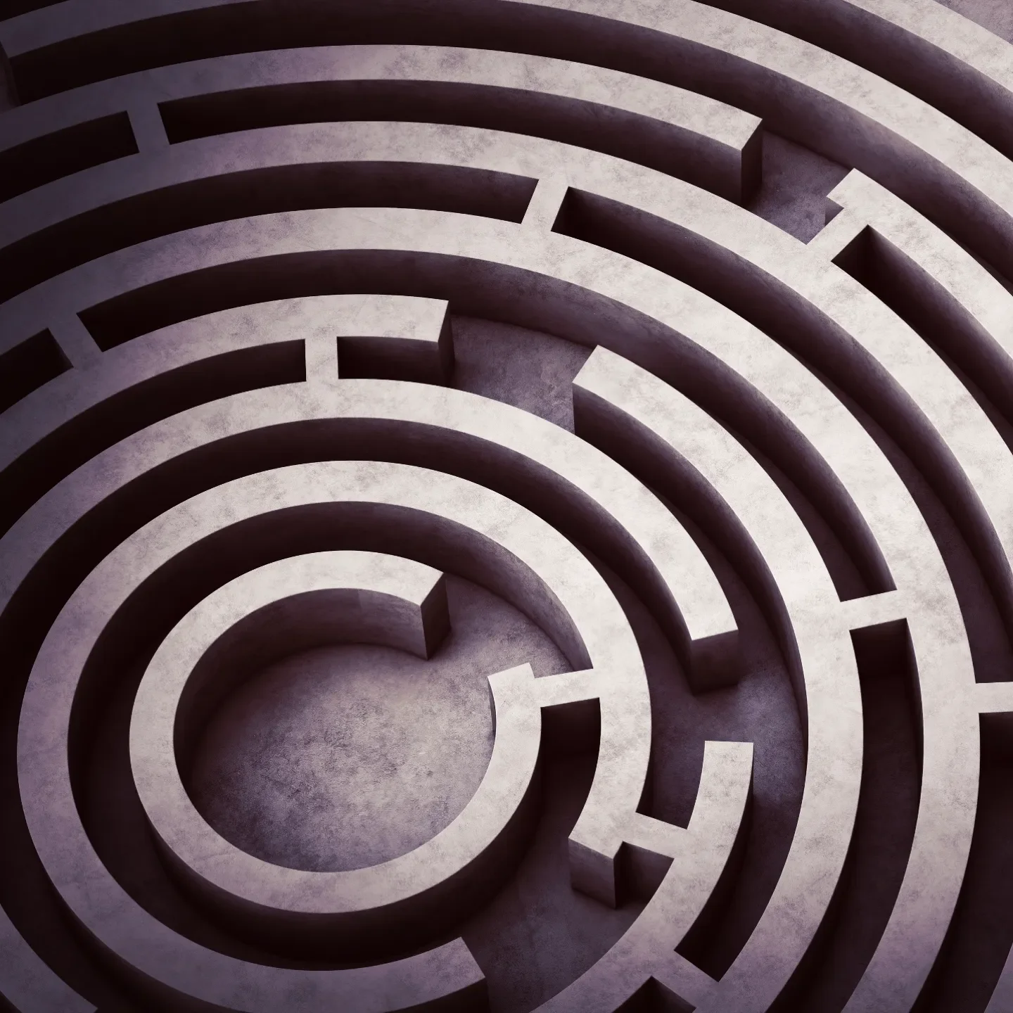 Abstract circular maze symbolizing strategic consulting, problem solving, and business growth pathways – Metheus Consultancy strategy services.