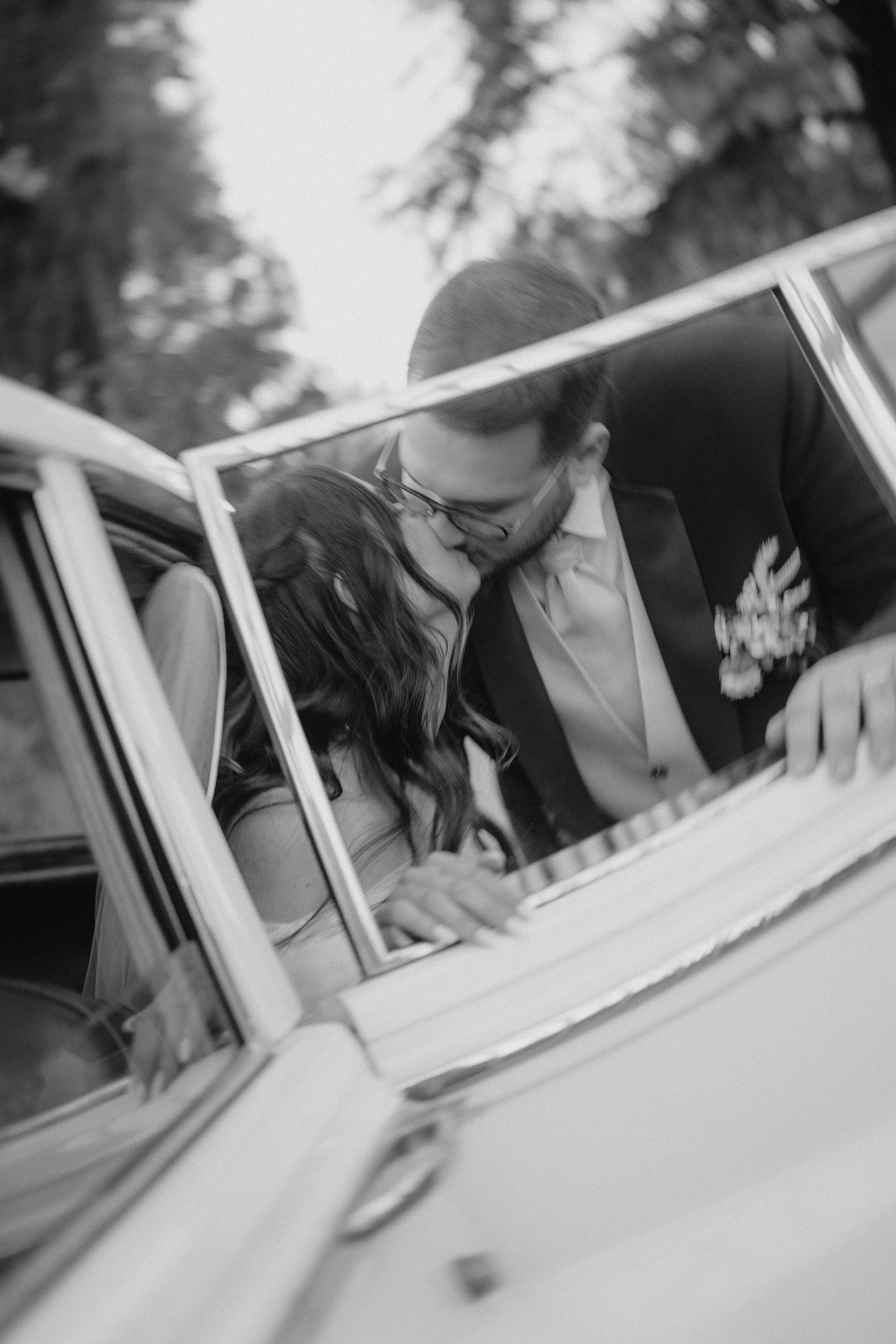 bride and groom kiss