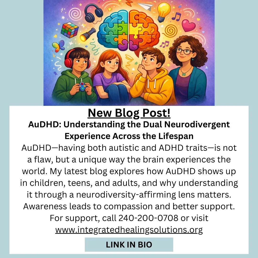This blog explores AuDHD, the co-occurrence of autism and ADHD, and how it shapes the experiences of children, teens, and adults across the lifespan. It explains why AuDHD is often misunderstood or missed, highlights common challenges such as sensory