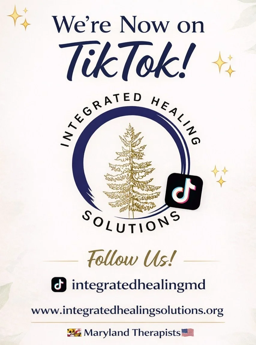✨ We&rsquo;re on TikTok! ✨

We&rsquo;re excited to share that Integrated Healing Solutions is now on TikTok! 

If you&rsquo;re in Maryland and curious about therapy, mental health, or practical ways to care for yourself, we&rsquo;d love for you to fo