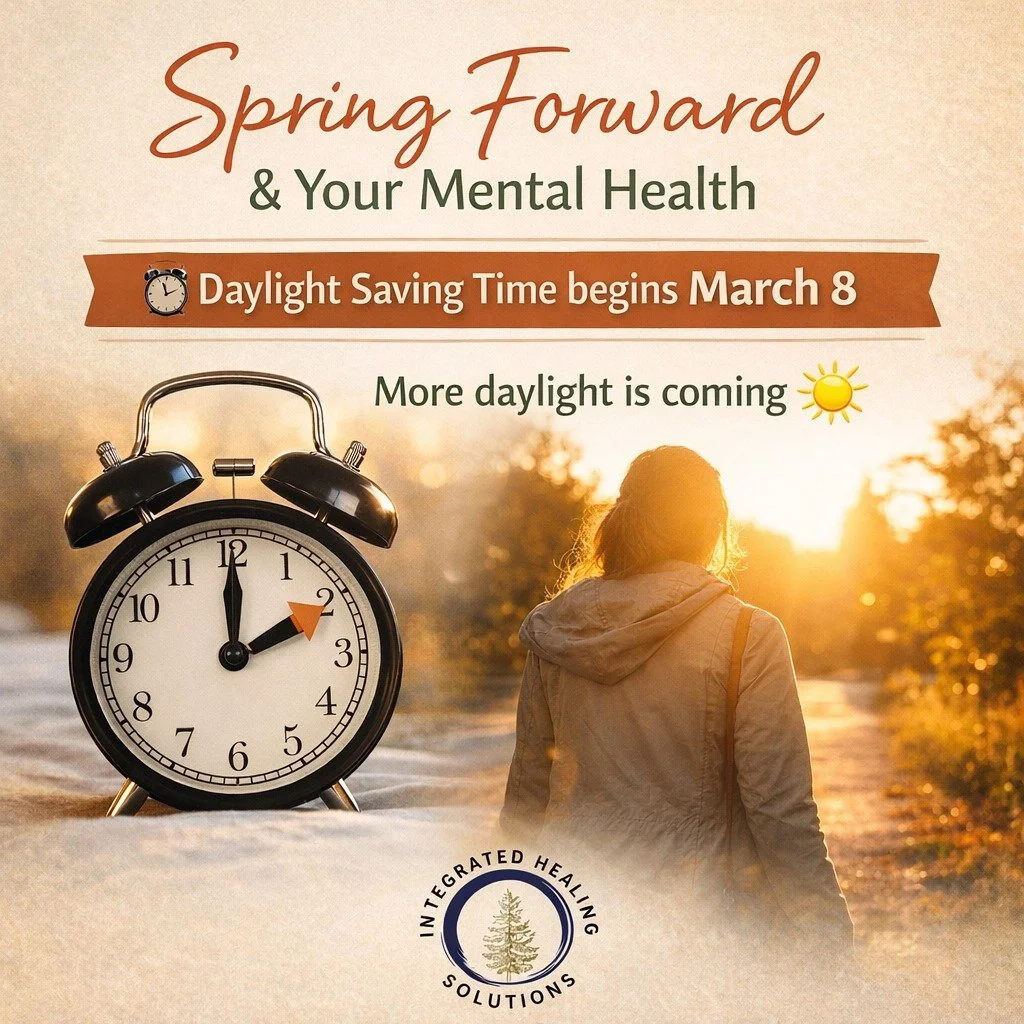 Spring Forward &amp; Your Mental Health 🌿⏰

Daylight Saving Time starts this Sunday (March 8), and while losing an hour of sleep can feel tough at first, there&rsquo;s an important mental health silver lining: more daylight is coming.

Many people n