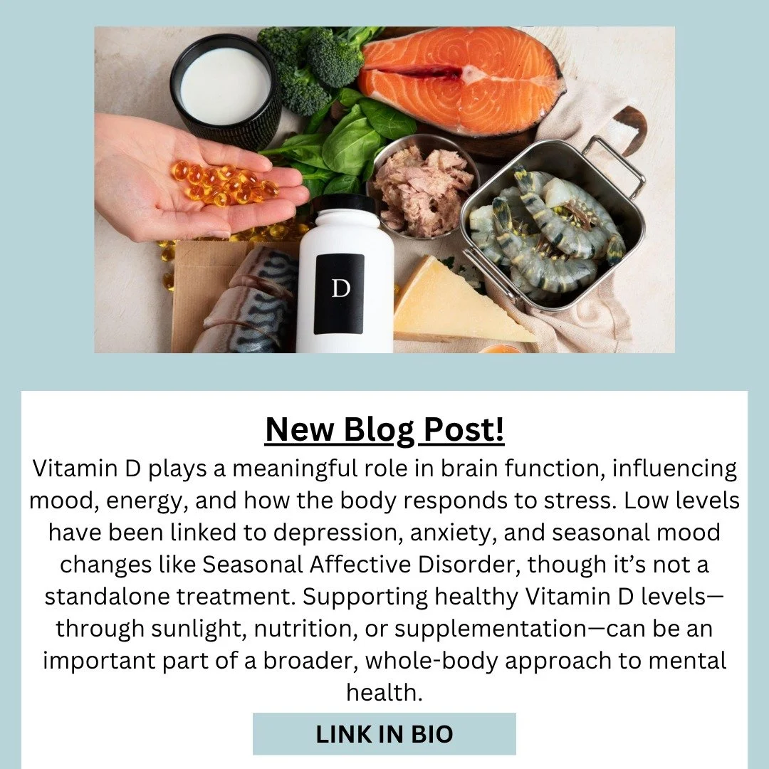 🌞Vitamin D🌞 plays a meaningful role in brain function, influencing mood, energy, and how the body responds to stress. Low levels have been linked to depression, anxiety, and seasonal mood changes like Seasonal Affective Disorder, though it&rsquo;s 