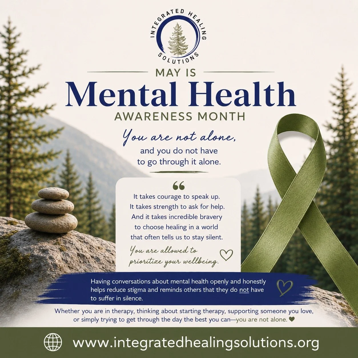 May is Mental Health Awareness Month 💚

Mental health impacts all of us&mdash;yet so many people are still struggling silently while trying to &ldquo;hold it together&rdquo; on the outside.

For a long time, many people were taught to stay quiet abo