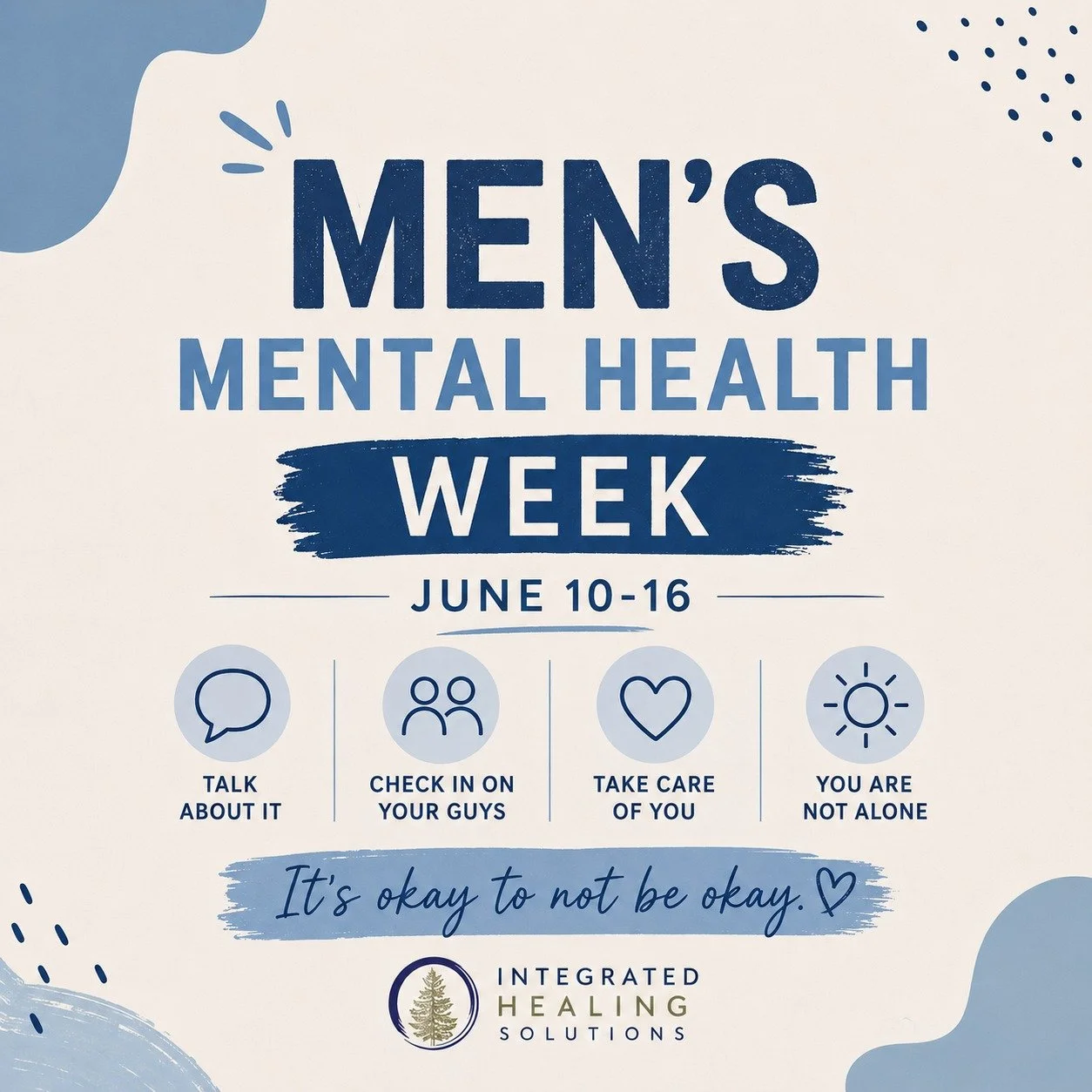 Let's hear it for the boys! 📢

Men's Mental Health Week (June 10&ndash;16)

Because struggling doesn't make you weak. Staying silent doesn't make it easier.

Many men grow up hearing messages like:

"Man up."
"Handle it yourself.&quot