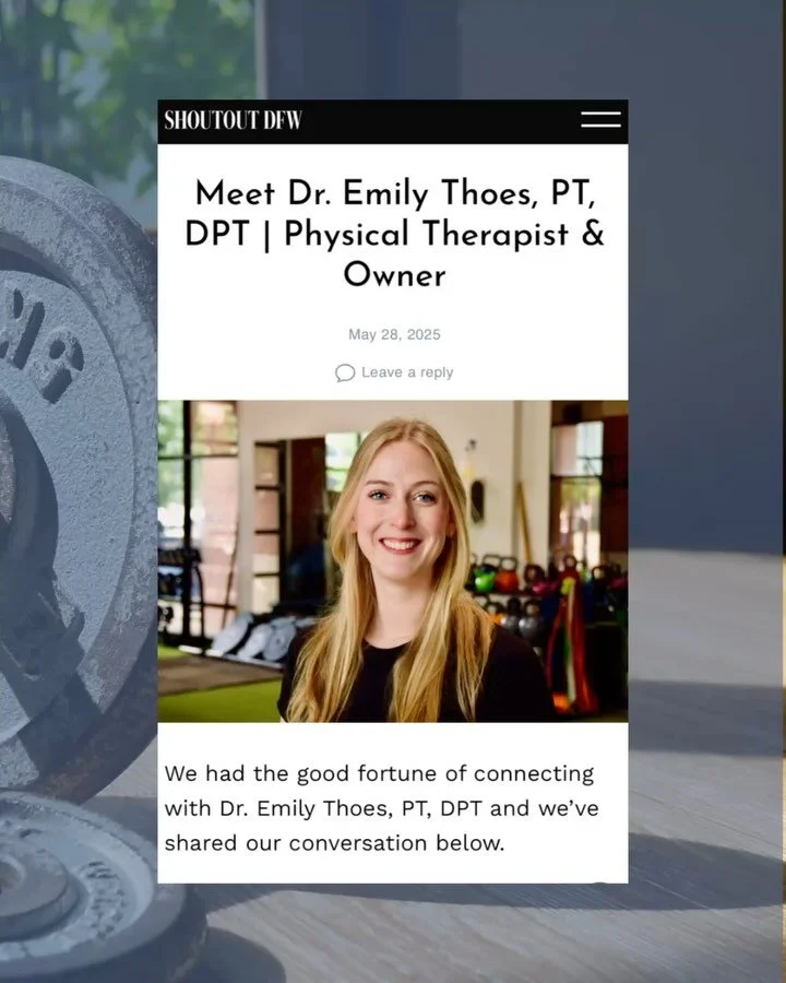 Big thanks to @shoutoutdfwofficial for the feature! I got to chat about how I started my concierge PT practice and what makes Training Health PT a different from the usual.

If you&rsquo;re curious to read more, the link&rsquo;s in my bio! 🔗

#physi