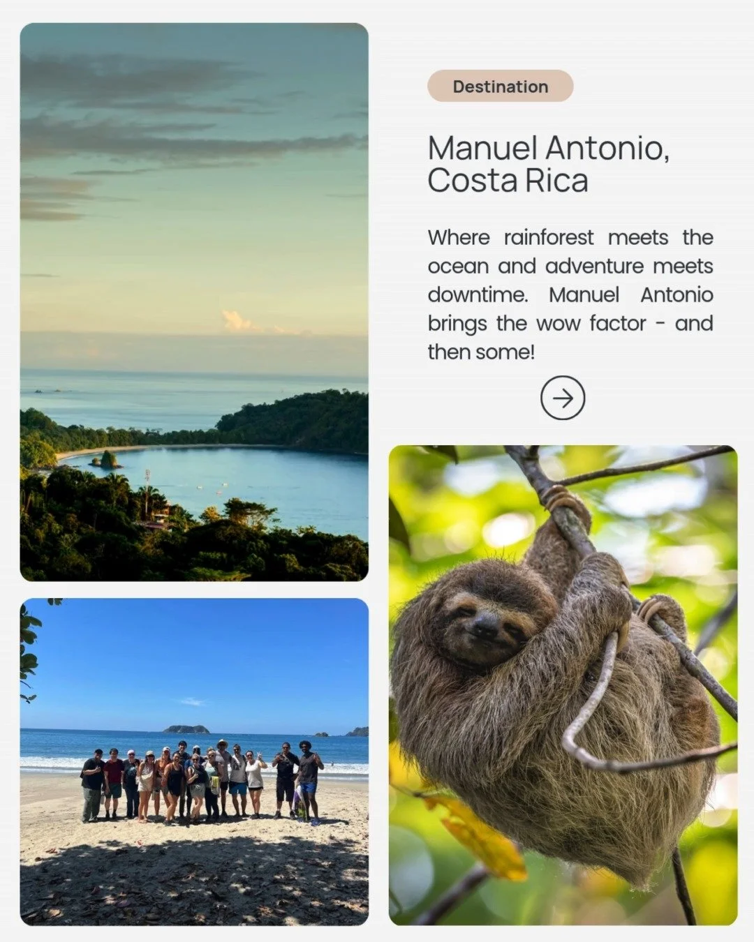 Where rainforest meets the ocean&mdash;and adventure meets downtime. 🌴🌊
Manuel Antonio isn&rsquo;t just beautiful&mdash;it&rsquo;s built for unforgettable team moments.

Looking for a retreat that balances nature, luxury, and connection? This place