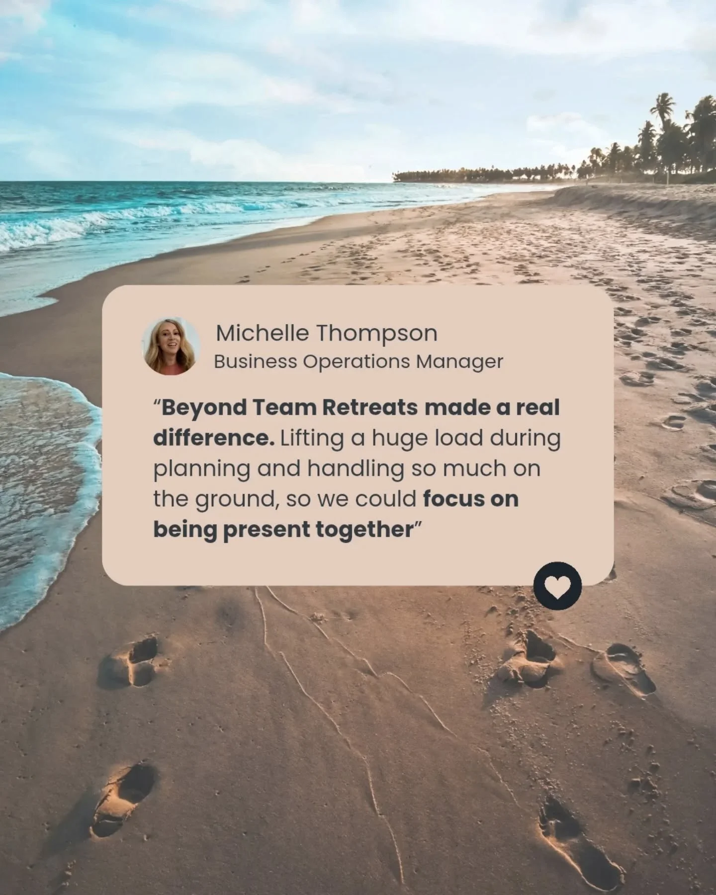 Bit of client love ☺️✨

Michelle helped organize her team&rsquo;s annual retreat&mdash;and knew the value of handing off the logistics.

We took care of the heavy lifting so her team could be fully present, connect deeply, and make the most of their 