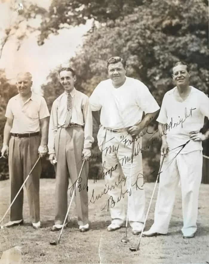 Autographed photo of Babe Ruth, Fred Wright and Friends