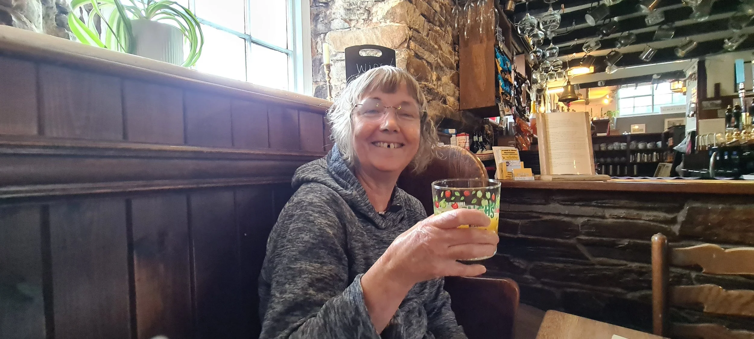 having a drink at the Bush Inn Morwenstow