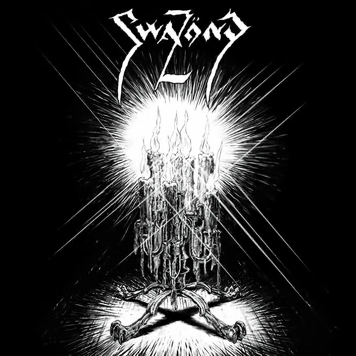 Swazönd artwork featuring stark black and white imagery with ritual intensity and blackened crust atmosphere.