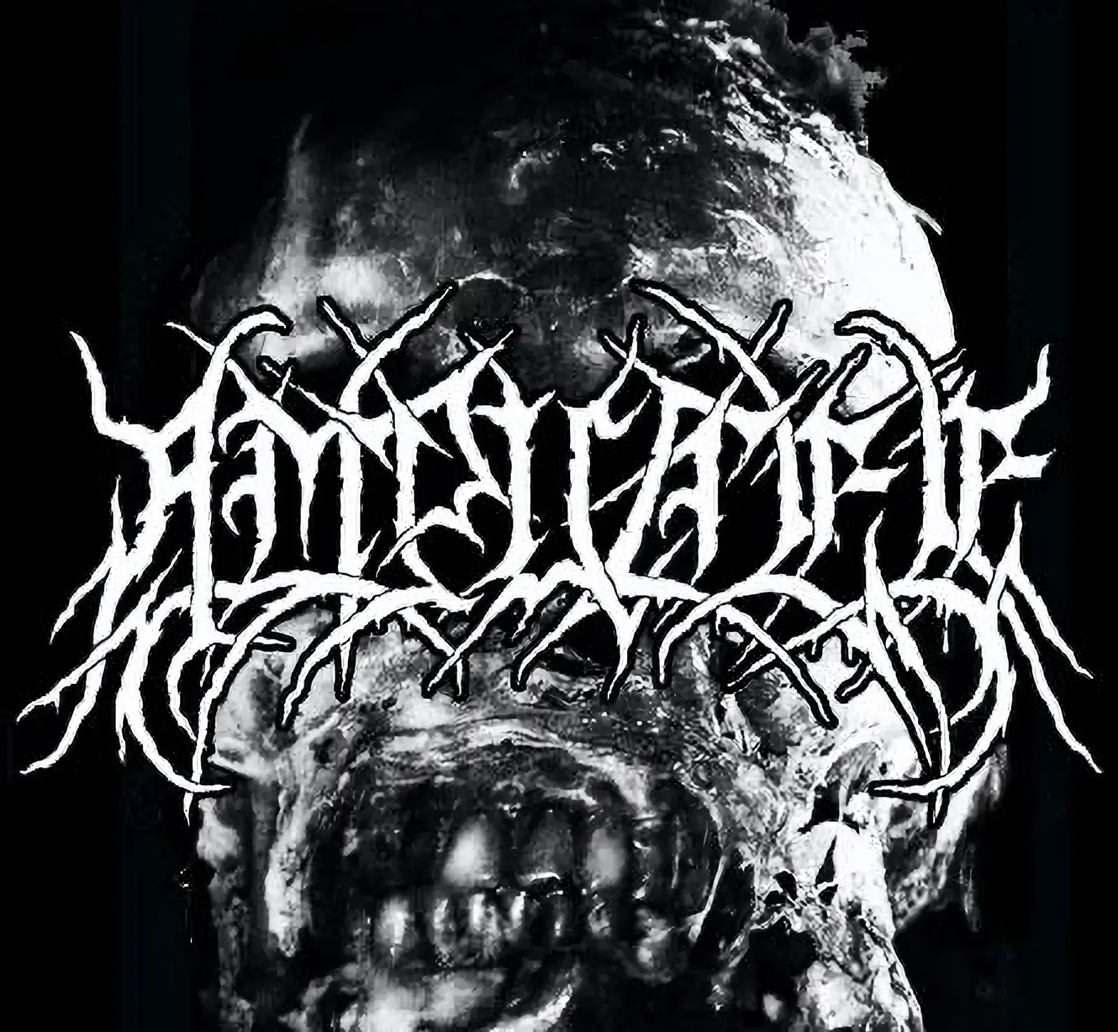Amputee logo rendered in jagged black metal typography reflecting the band’s raw doom and black metal aesthetic.