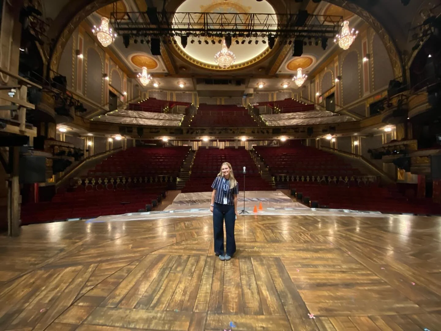 Casual work day onstage at the Richard Rodgers 🌟 So grateful for the opportunity to be the Operations Intern at Nederlander this fall. Even in my first few days I&rsquo;ve gained immeasurable hands on experience and insight on Broadway theatre manag