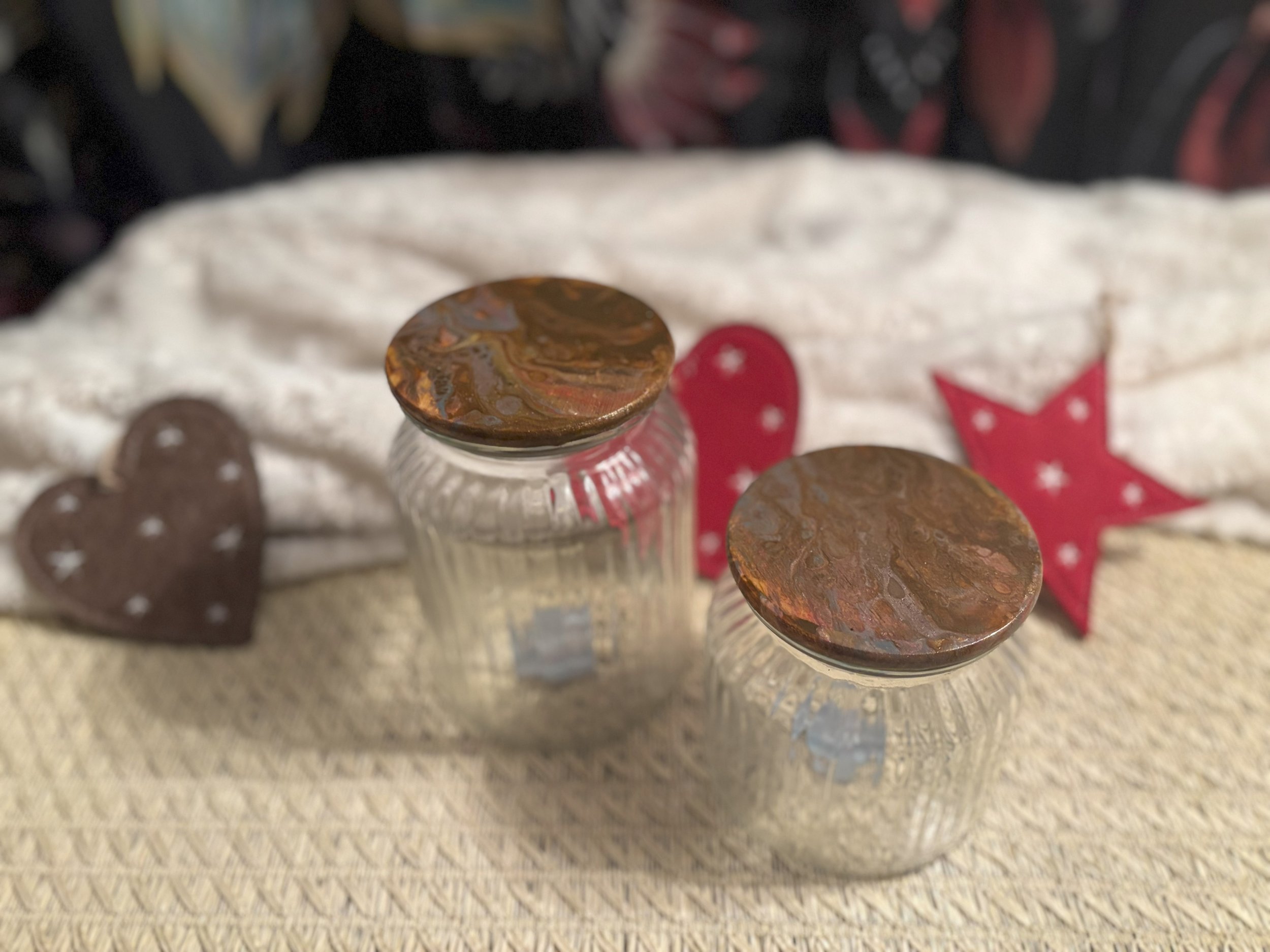 Ensemble de deux bocaux de conservation en verre avec couvercle hermétique "Bois fossilisé"