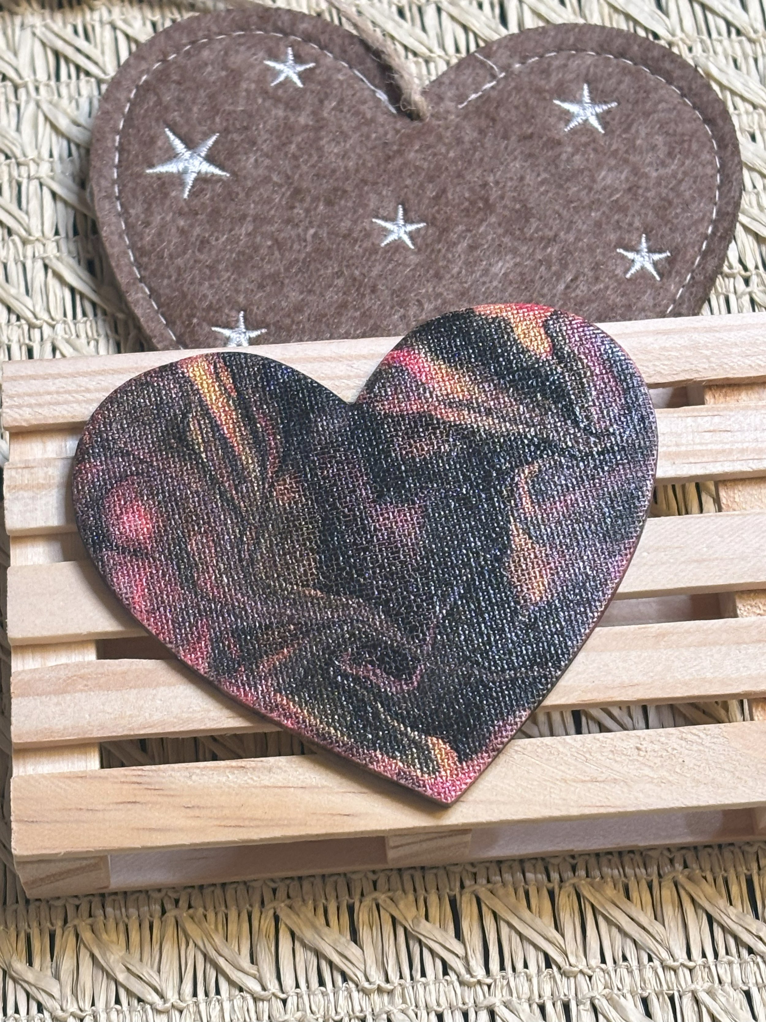 Mini-toile magnétique en forme de coeur "Rose Dorée"