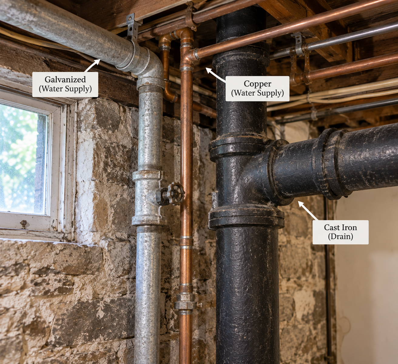 Old Plumbing in Toronto Century Homes: Galvanized, Cast Iron, Copper, Kitec & Lead
