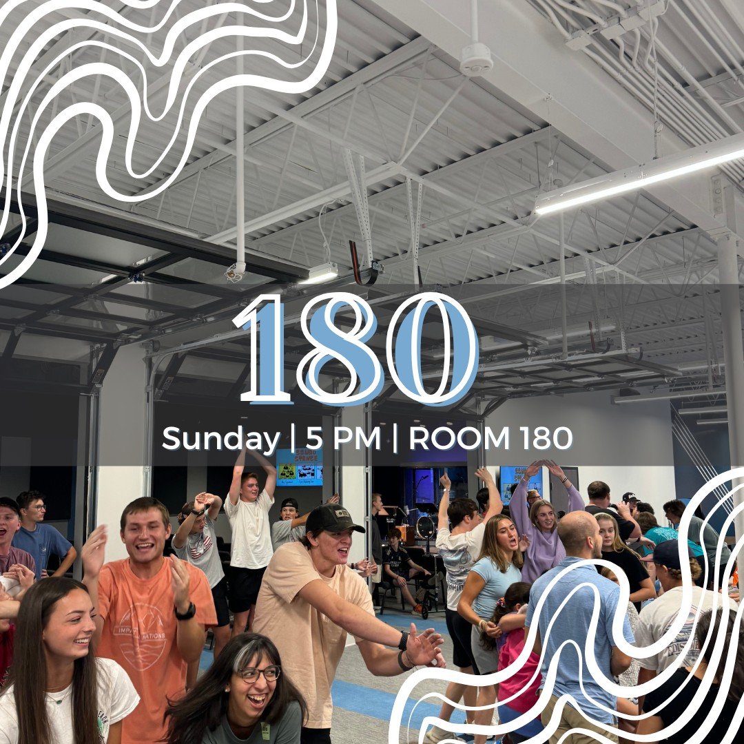 Halfway through the week means only half a week until 180 on Sunday 🥳 Come join us this Sunday in Room 180 at 5 PM for fun, fellowship, and time in the word!