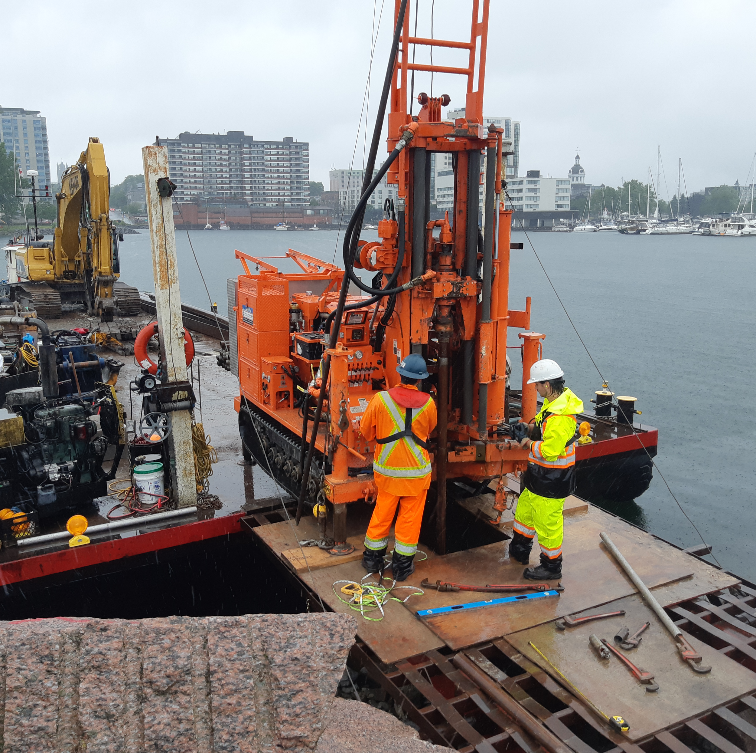 Drill on barge