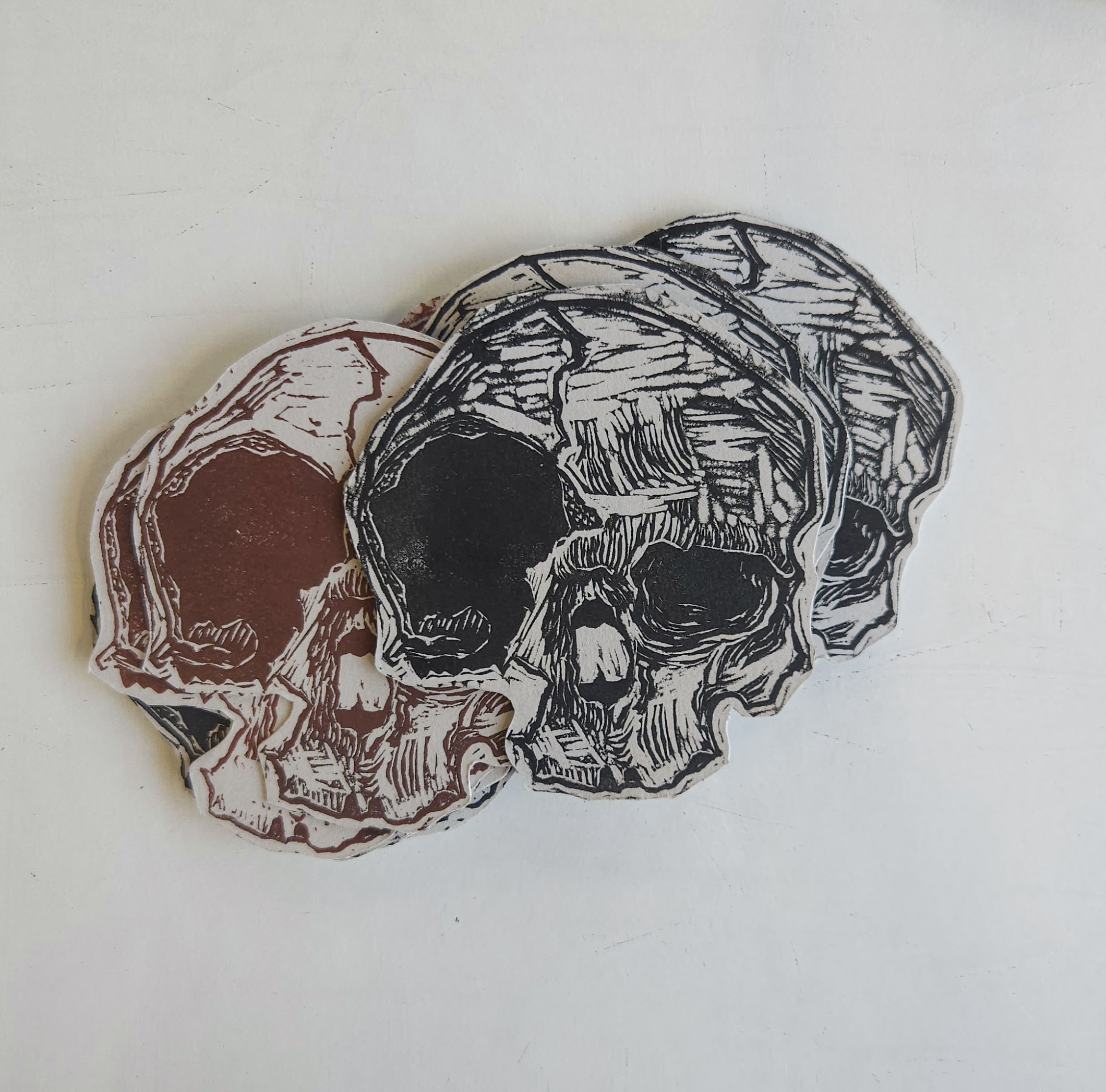 Linocut Skull Sticker