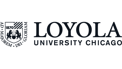 Loyola University Chicago logo with shield emblem and Latin motto.