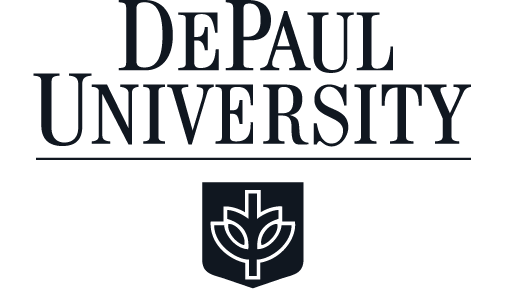 DePaul University logo with text and emblem.
