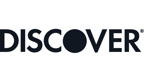 The Discover logo with the word 'DISCOVER' in dark blue capital letters and a circular symbol replacing the letter 'O'.