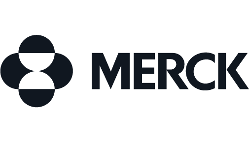 Merck logo with stylized circular design and the word 'MERCK' in bold letters beside it.