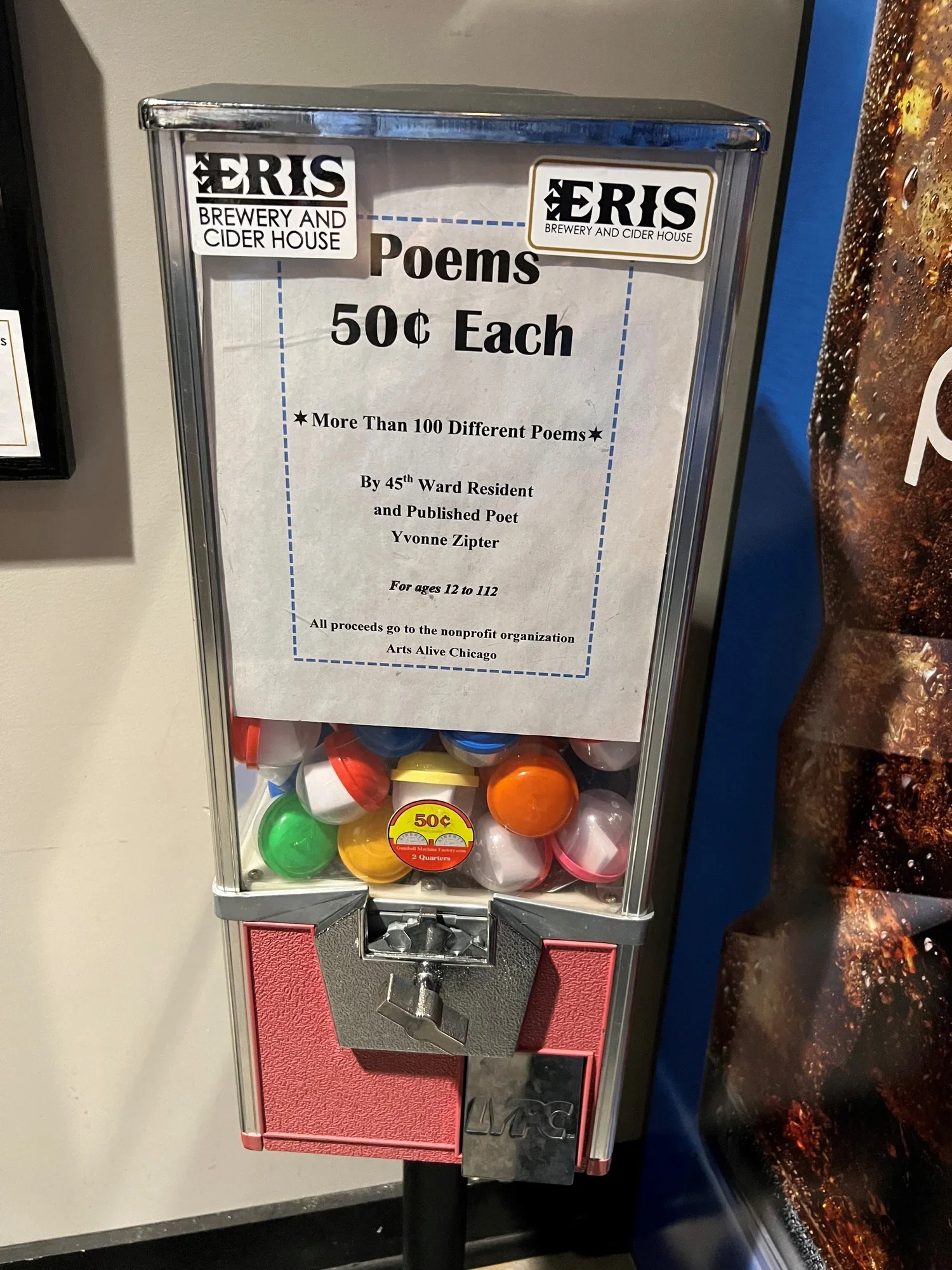 old school vending machine at a Chicago brewery.