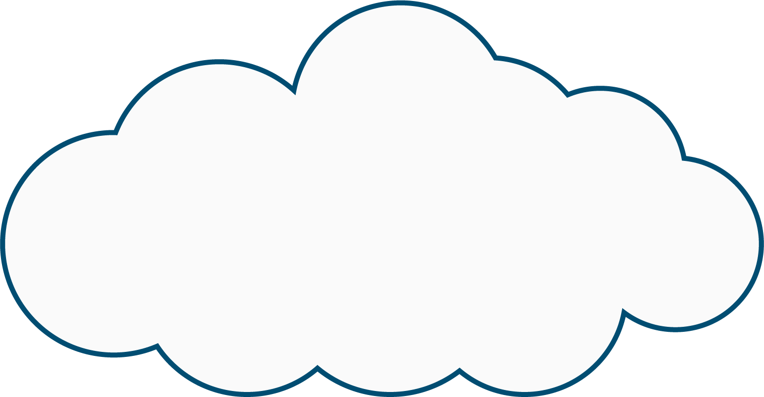 Cute white cloud with a dark outline on a transparent background.