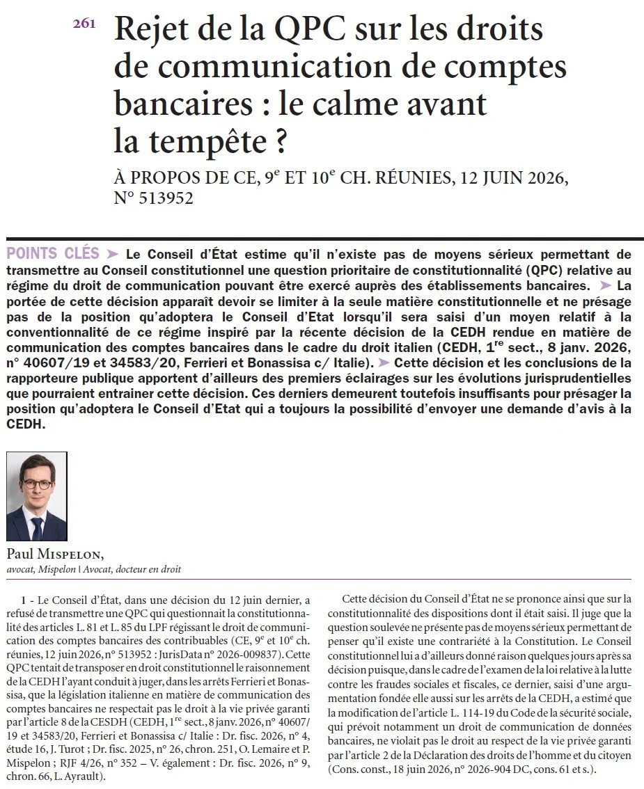 Article QPC droit de communication