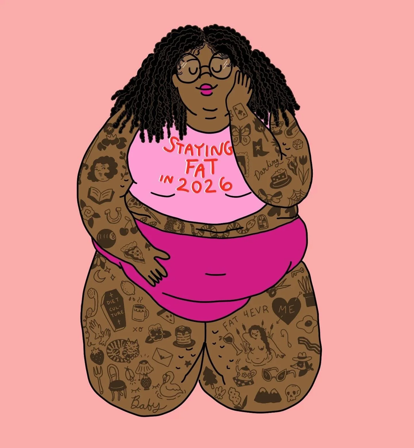 May 2026 be powered by body liberation✊🏾

Artwork and text: @art.brat.comics Annual anti-resolution for the upcoming new year!! Self-improvement and weight loss are not synonymous!! The best and most beautiful version of your life can start with wha