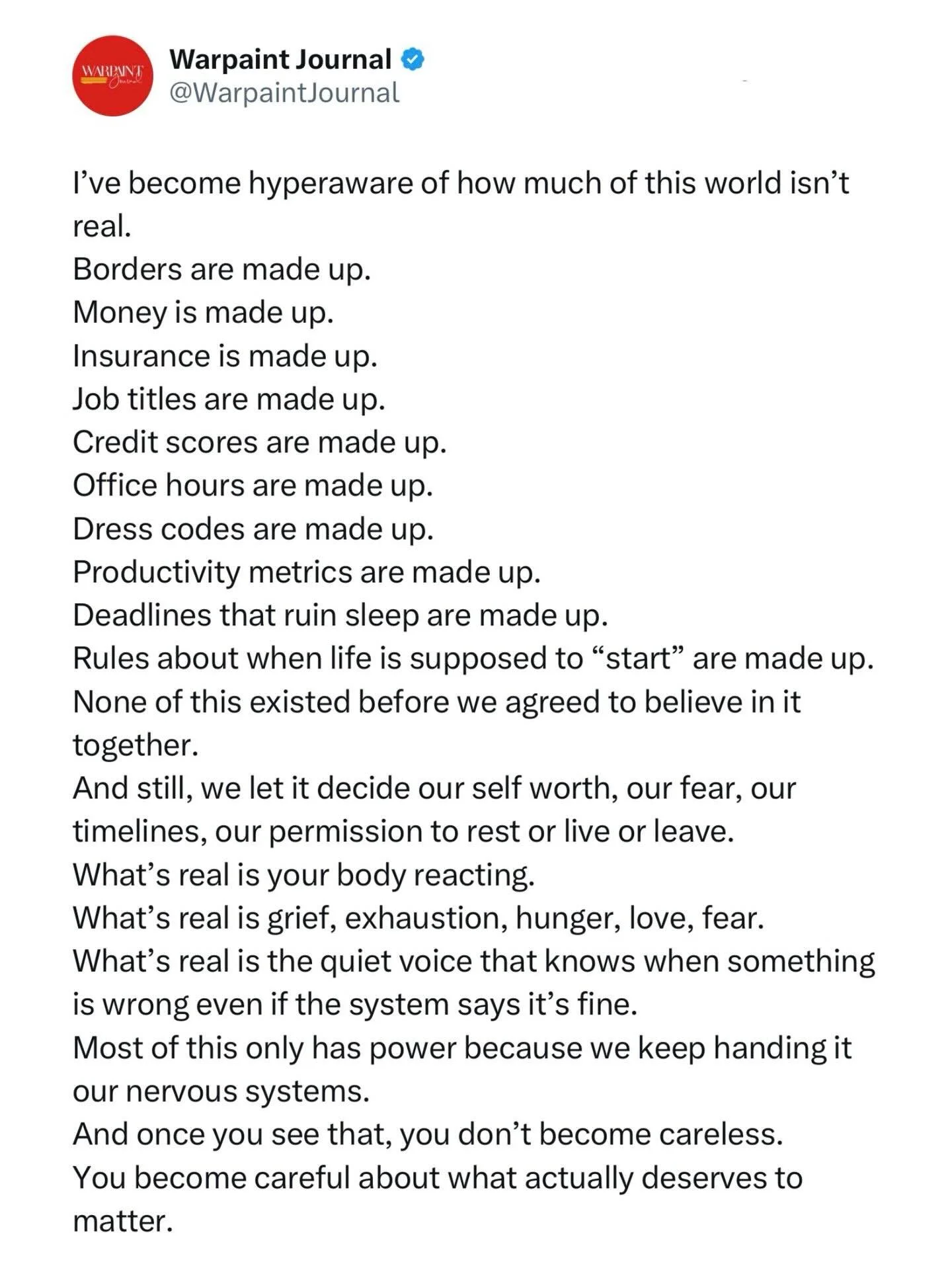 What do we need to get free from? All the things that are made up that we believe are true. May we move towards more liberation in 2026.