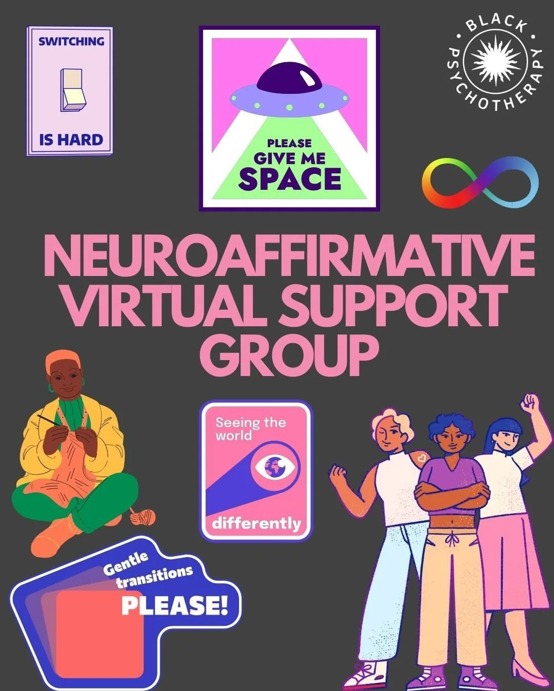 ✨ You belong here. ✨

Join us for our first Neuroaffirmative Virtual Support Group of the year led by Carine Ponin💛

This is a soft, healing space for Black &amp; Global Majority ND folks (and those questioning) to connect, reflect, and support each