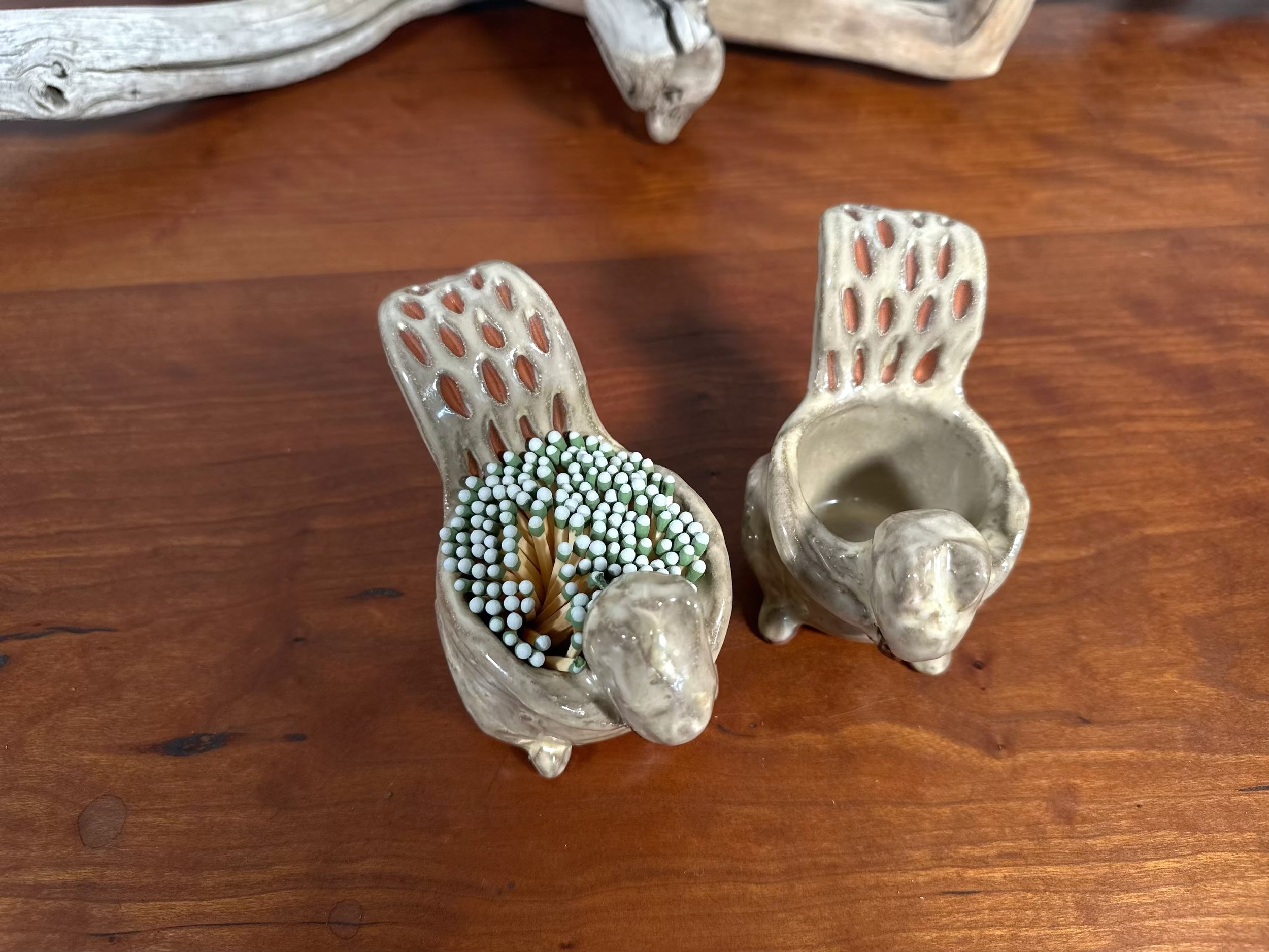 top view squirrel match holder - 2026 kitchenware by yellowsotneware by Jesse Fales  copy.jpg