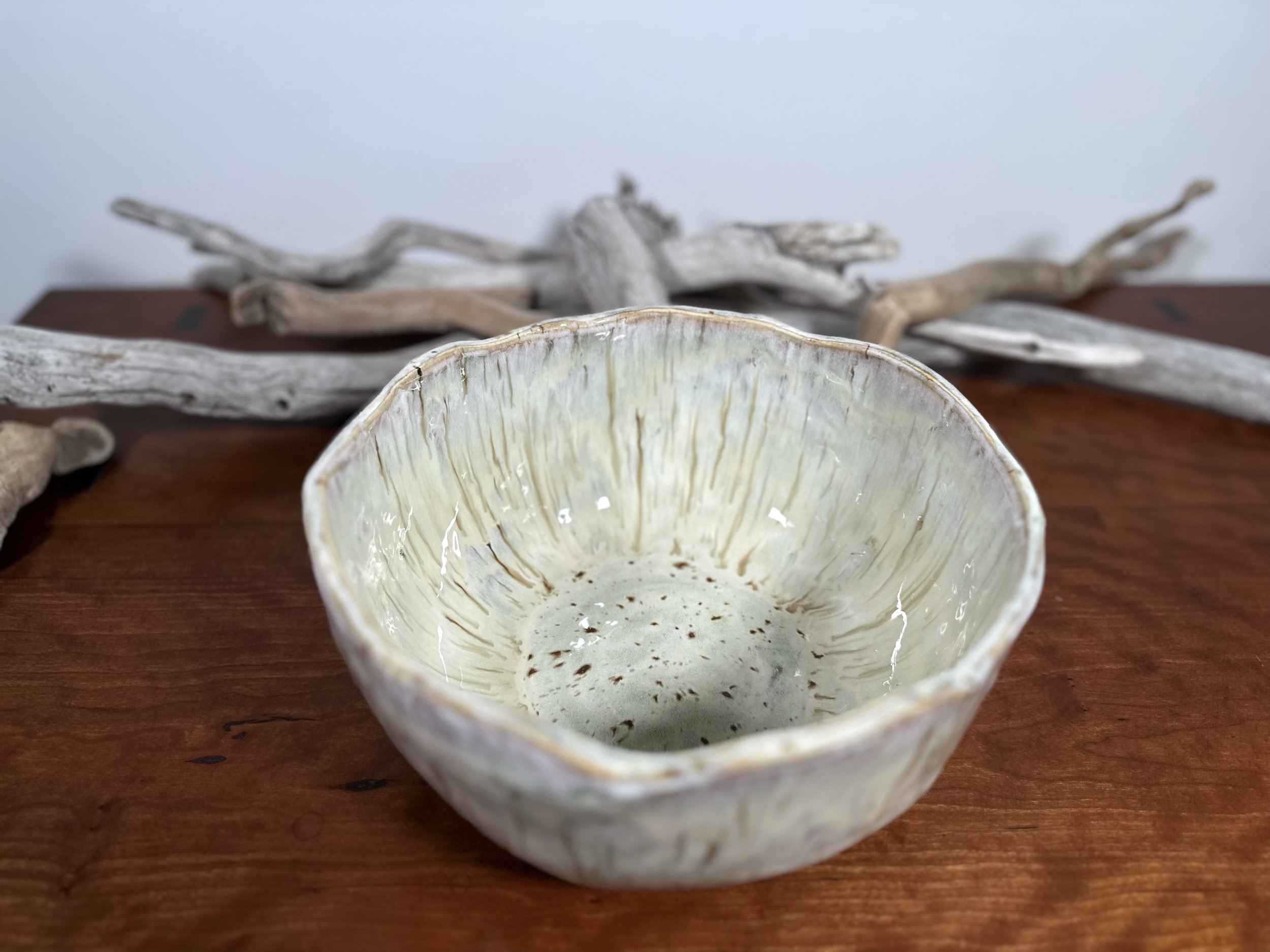 Single large bowl inside 2026 Aspen Bark Collection by yellowstoneware by jesse fales 9.jpg