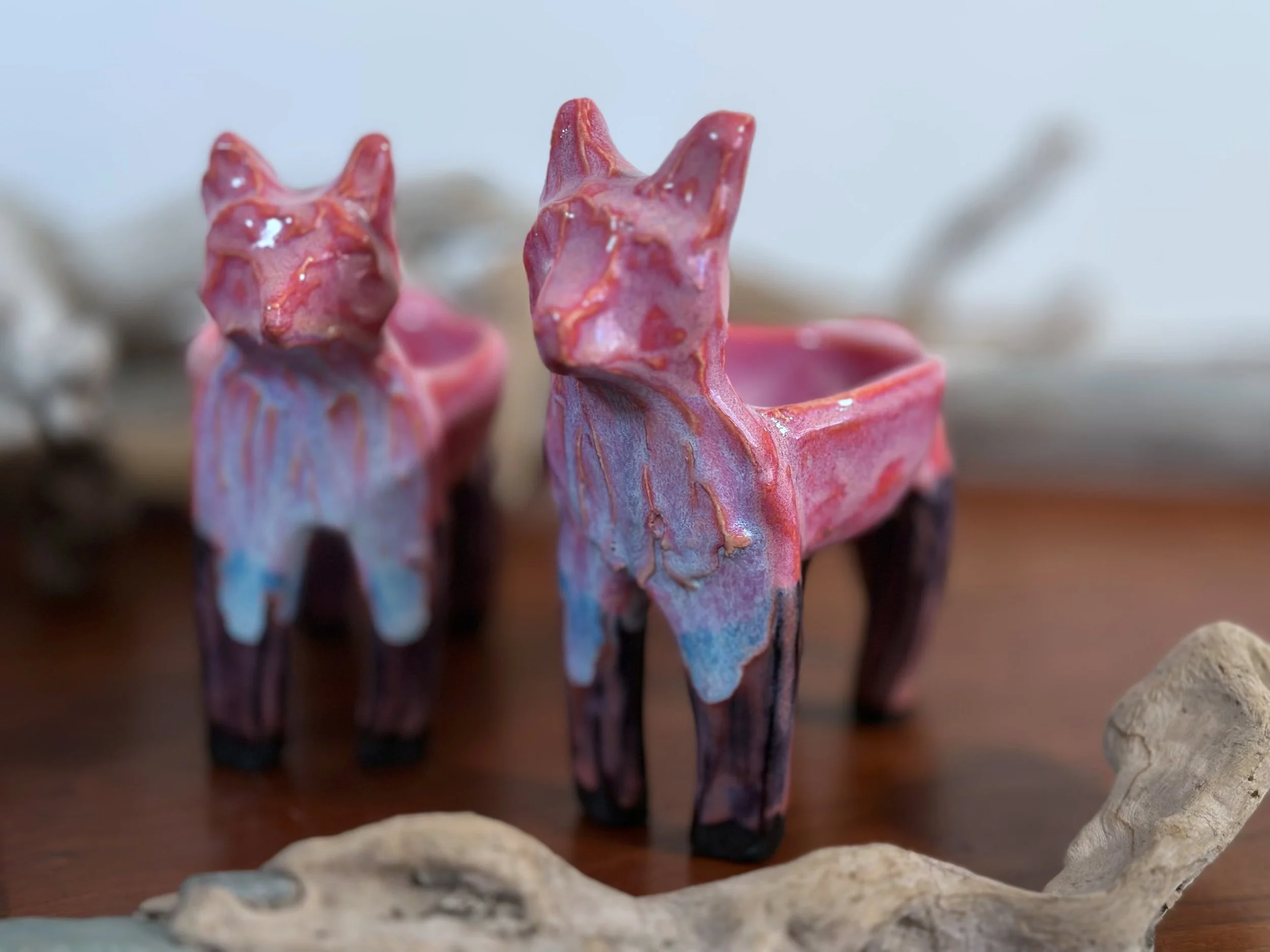 CU small foxes raspberry pink by yellowstoneware by jesse fales.jpg