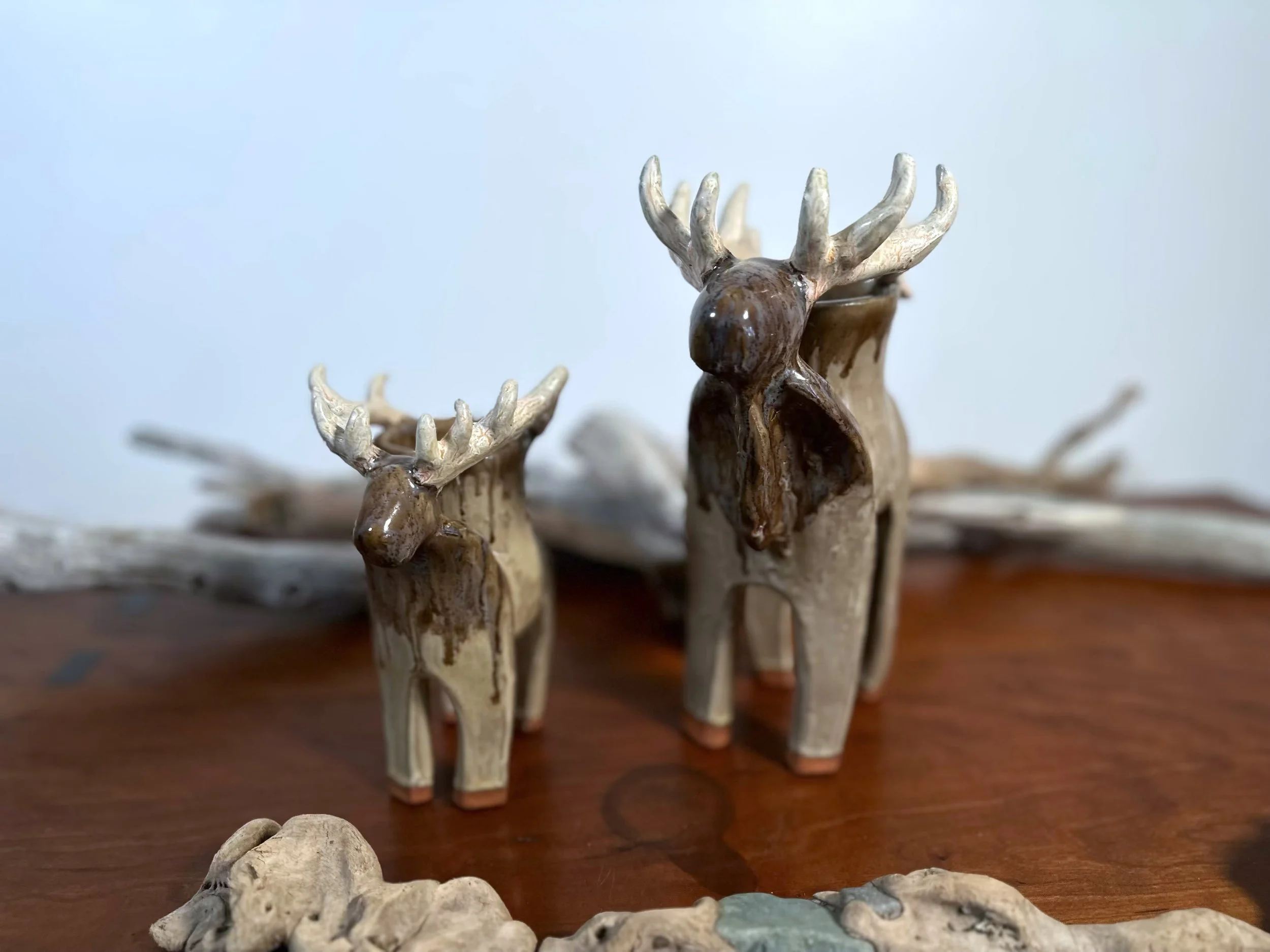 2 Elk vases ceramic large and small by yellowstoneware by jesse fales.jpg