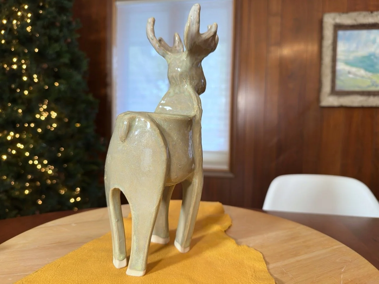 Deer  Vase (large) Green Glaze by Yellowostoneware by jesse Fales pic 3.jpeg