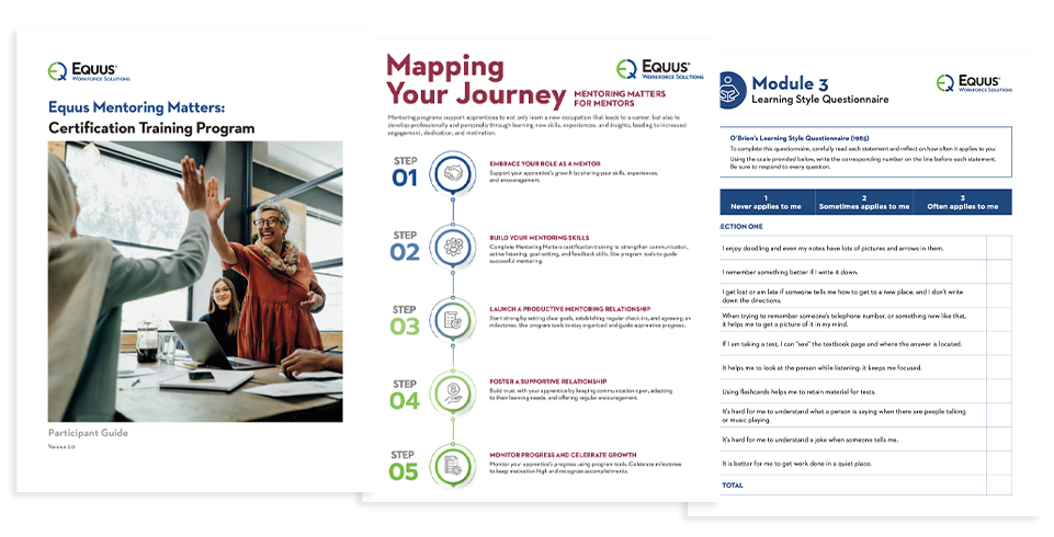 Snapshot of Equus' mentoring certification programs for Registered Apprenticeships