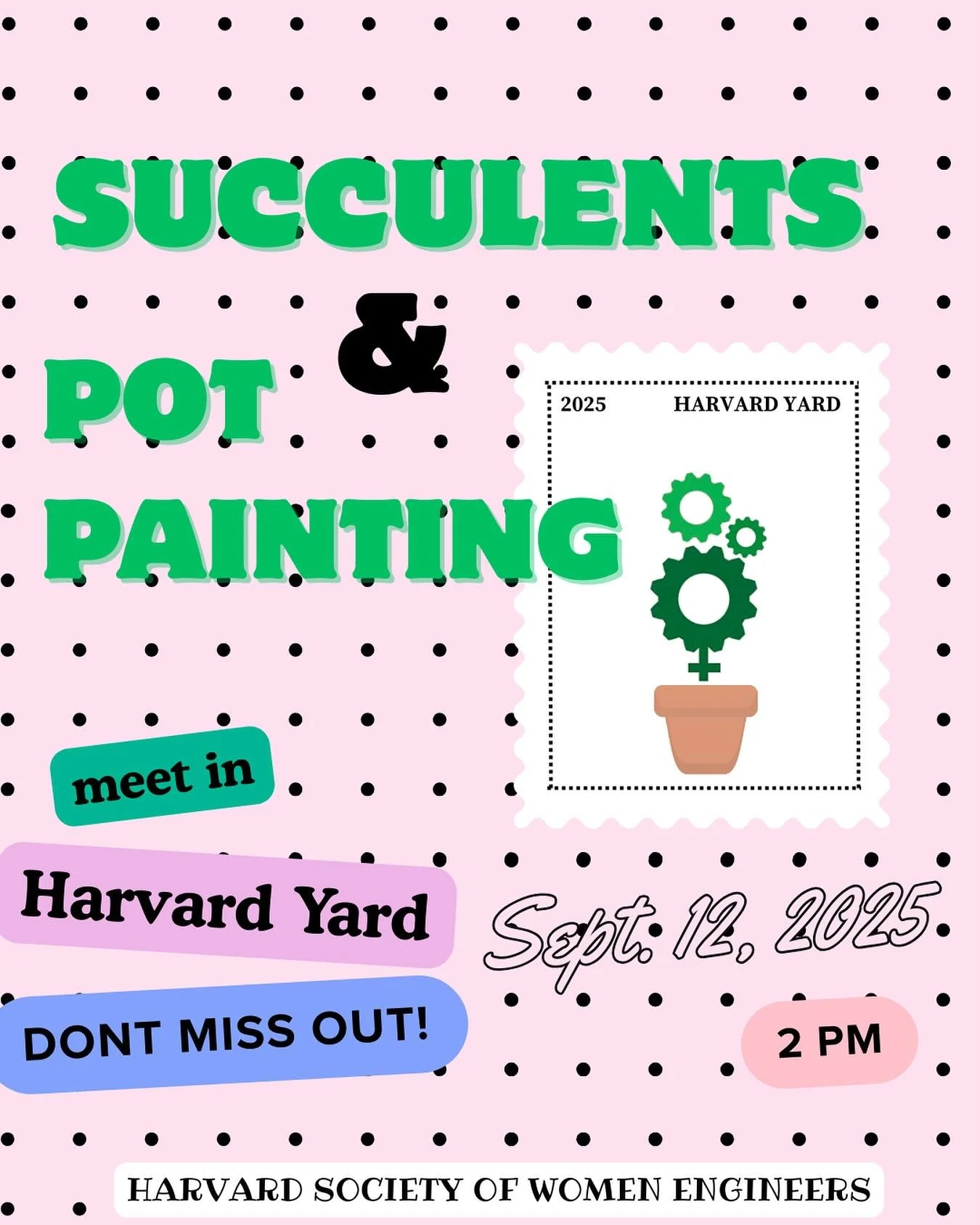 Welcome back to campus! We are excited to announce that we are hosting our very first event for this year on Friday, September 12th. Come join us and build your own succulent, and get to meet new people!

Also, don&rsquo;t forget to stop by our booth