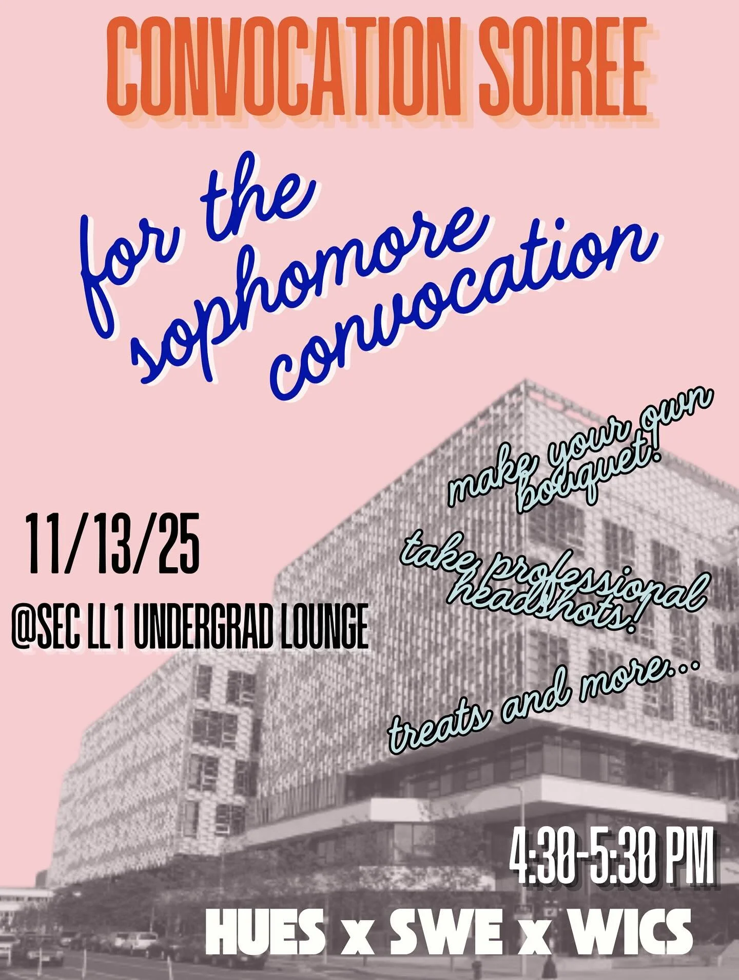 Newly declared sophomore engineers! ⚙️🛠️🩷

Join us on Thursday, November 13th during the sophomore convocation event to find out more about the Harvard Society of Women Engineers, Women in Computer Science, Harvard Undergraduate Engineering Society